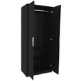 thumbnail image 3 of Modern Black Armoire Cabinet with Customizable Interior, Particle Board Wardrobe for Bedroom & Closet Organization, 3 of 8