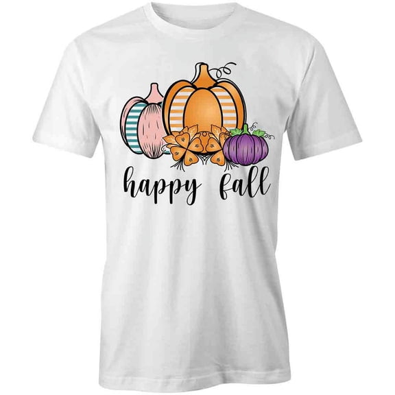 Happy Fall T-Shirt | Seasonal Autumn White Tee Gift