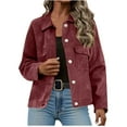 thumbnail image 2 of ClodeEU Women's Suede Leather Short Jacket,Vintage Button Down Jacket With Flap Pockets Wine,Womens Plus L, 2 of 8