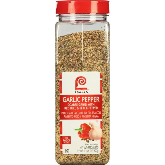 Lawry's Kosher Coarse Grind Garlic Pepper with Red Bell & Black Pepper Seasoning , 22.0 oz Bottle