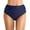 Dark Blue, variant on Women's Plus Size High Waisted Bikini Bottoms, Tummy Control Ruched Bathing Suit Swim Briefs with Full Coverage for Beach and Sports