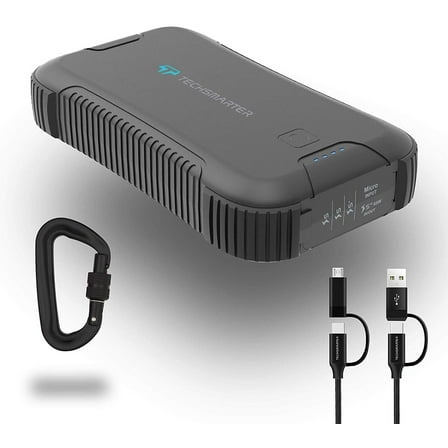 Techsmarter 30000mah Rugged & Waterproof 45W USB-C PD Power Bank. Portable Battery Charger with Flashlight for iPhone, Samsung Galaxy, iPad Air/Pro, Macbook, Androids, LG, HTC, Motorola, Chromebook