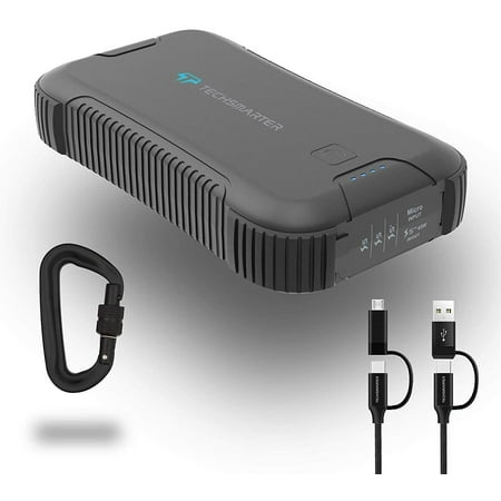 Techsmarter 30000mah Rugged & Waterproof 45W USB-C PD Power Bank. Portable Battery Charger with Flashlight for iPhone, Samsung Galaxy, iPad Air/Pro, Macbook, Androids, LG, HTC, Motorola, Chromebook
