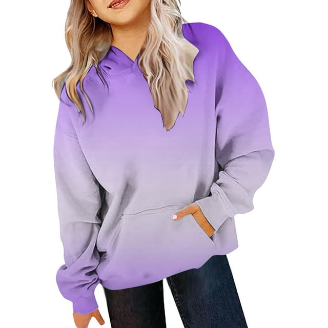 Chandail en Molleton pour Enfants Garçons Manches Longues Imprimé à Capuche Chandails en Molleton Surdimensionnés Col Rond Vêtements d'Automne Chandails en Molleton Preppy pour Filles 9-10 Ans