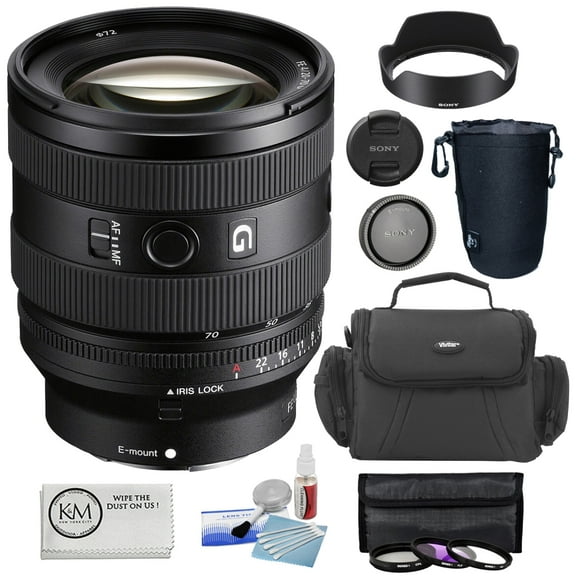 Sony FE 20-70mm f/4 G Lens |Sony E Bundled with Vivitar 3-Piece Multi-Coated HD Filter Set   Vivitar DC-49 Camera Case   Keep Co. Lens Pouch - Large   Precision Design 5-Piece Lens Cleaning Kit  (6 It