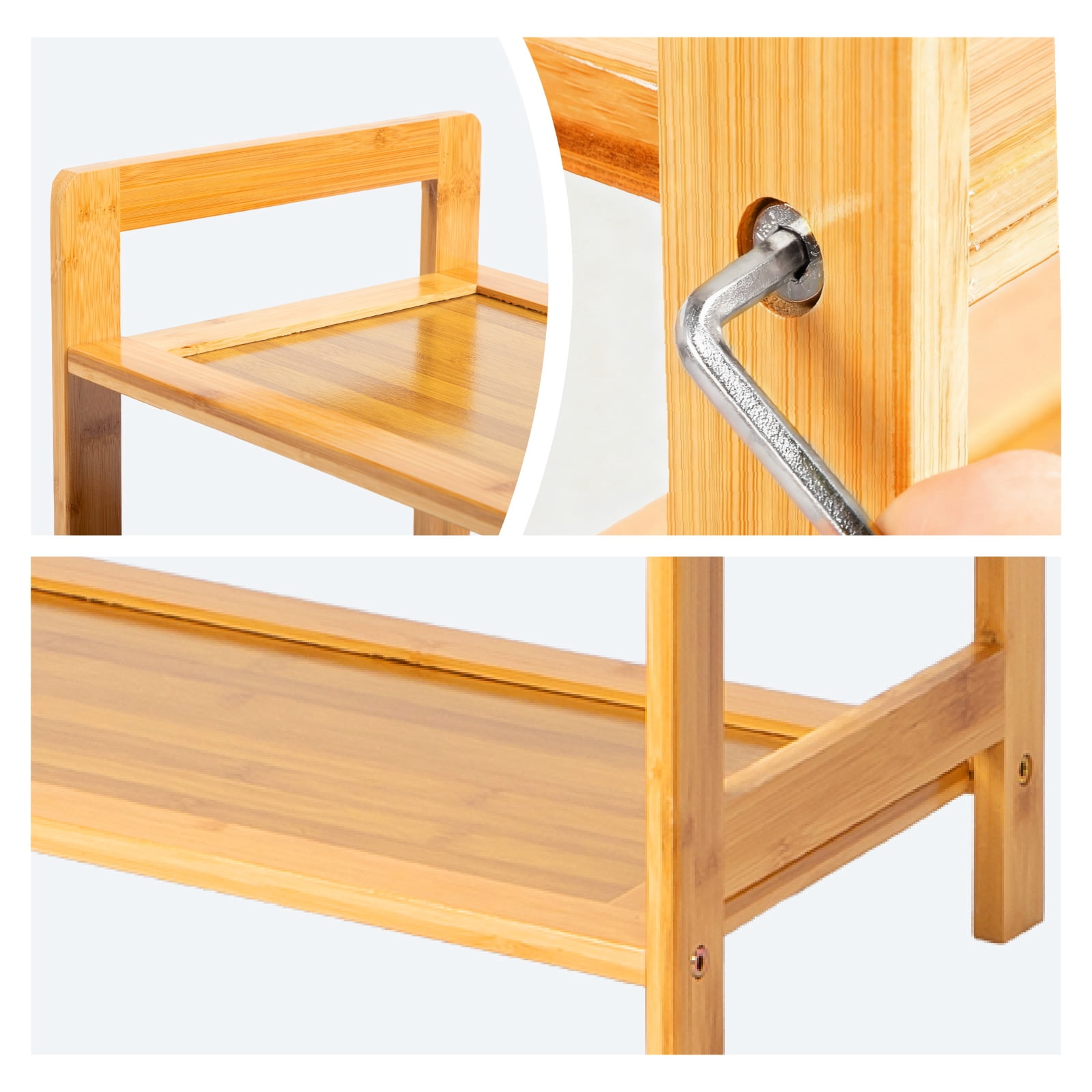 Minimalist 3 Tier Natural Bamboo Shoe Rack Eco Friendly Open Shelf Design Space Saving for Entryway Closet Hallway