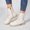 Beige, variant on YOUYEDIAN Boots for Women Fashion Vintage Round Toe Block Heel Versatile Comfy Lace Up Deco Mid Top Booties Casual British Side Zipper Shoes