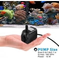 thumbnail image 5 of PULACO 10W 160GPH Submersible Pump with 3.3 ft Tubing for Aquariums, Fish Tank, Pond Fountain, Statuary, Hydroponics, Water Feature, Indoor Fountains, 5 of 7
