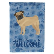 Carolines Treasures CK6042GF Pug Welcome Flag Garden Size Small multicolor