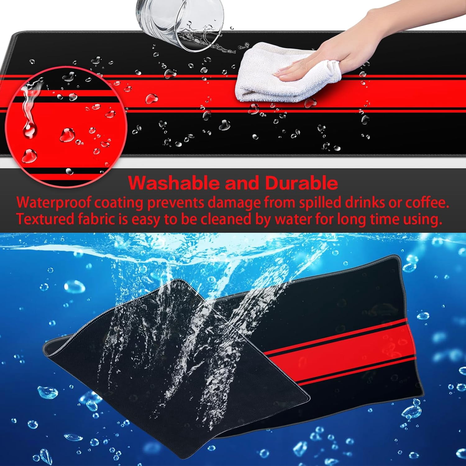 Gaming Mouse Pad, Computer Mouse Pad 31.5x15.7inch Large Extended Computer Mouse Mat with Non-Slip Base Keyboard Full Desk Mousepad for Gaming, Office, Home