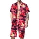 thumbnail image 3 of Conjuntos de camisas para hombre, estampado 3D, retazos, solapa, camisa informal de manga corta, pantalones cortos de playa de gran tamaño, ropa de calle de verano, trajes hawaianos, 3 of 5