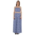 thumbnail image 5 of Bimba 2 Pcs Sexy Beach Party Wear Dress For Womens Printed Smocked Crop Top & Long Skirt CoordSet, 5 of 7
