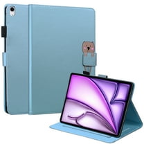 Dteck Folio Case for iPad Air 13-inch (M3/M2) 2025/2024, Multi-Angle Viewing Protective Stand Cover with Pencil Holder & Card Holder,Blue