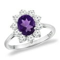 thumbnail image 1 of 14K White Gold Diamond Natural Amethyst Engagement Ring Oval 8x6 mm, size 8.5, 1 of 1
