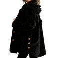 thumbnail image 2 of Plus Size Coat Plus Size Coats Bed Jackets for Women Fuzzy Fleece Jacket for Women Lightweight Cozy Button Hooded Shirts Womens Winter Coats Causal Plus Size Bed Jackets, Black-L, 2 of 7
