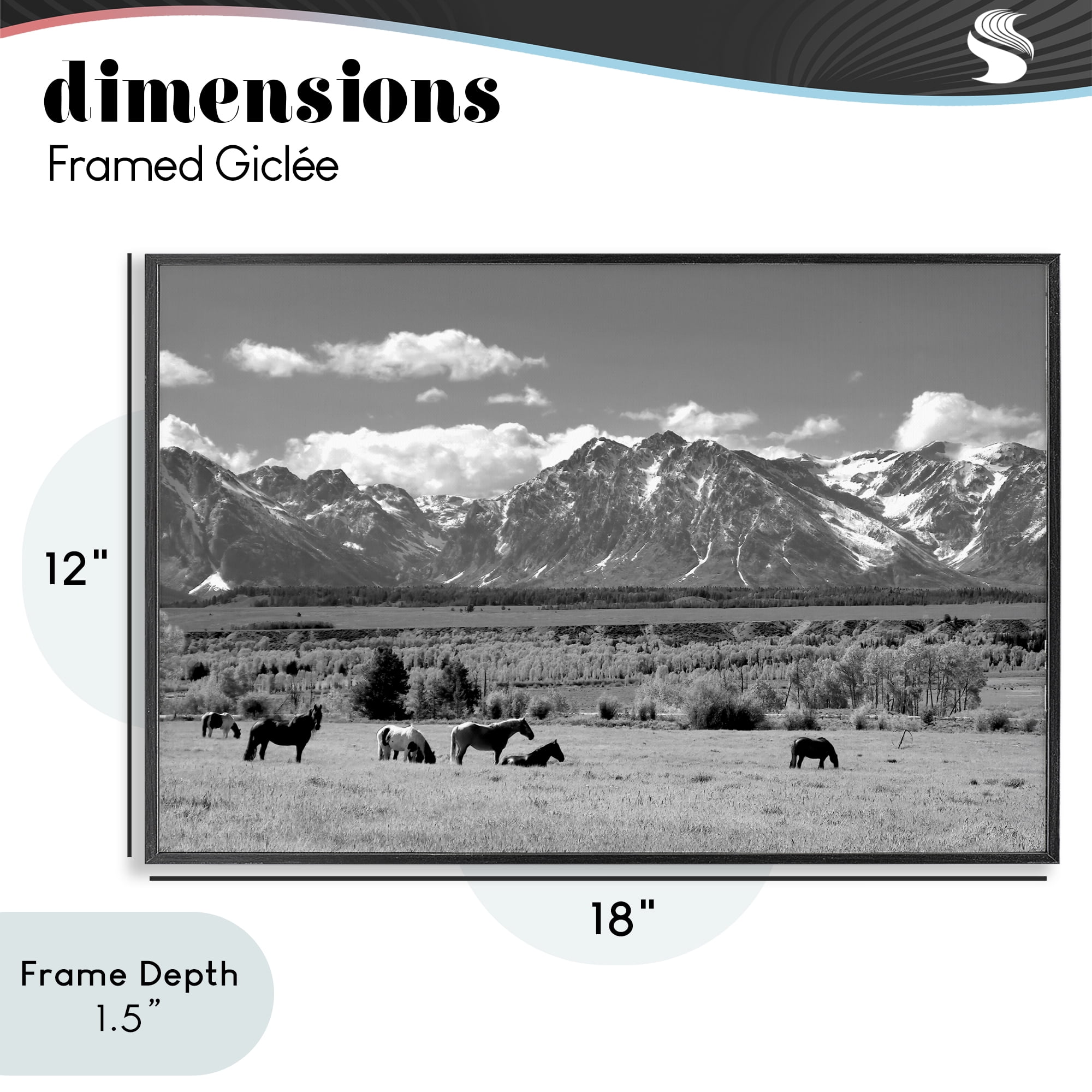 Stupell Industries Wyoming Ranch Horses Grazing Black Framed Giclee Art, design by Steve Toole
