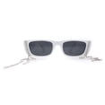 thumbnail image 2 of Rhinestone Tassel Jewel Chain Mod Rectangle Sunglasses White Black, 2 of 4