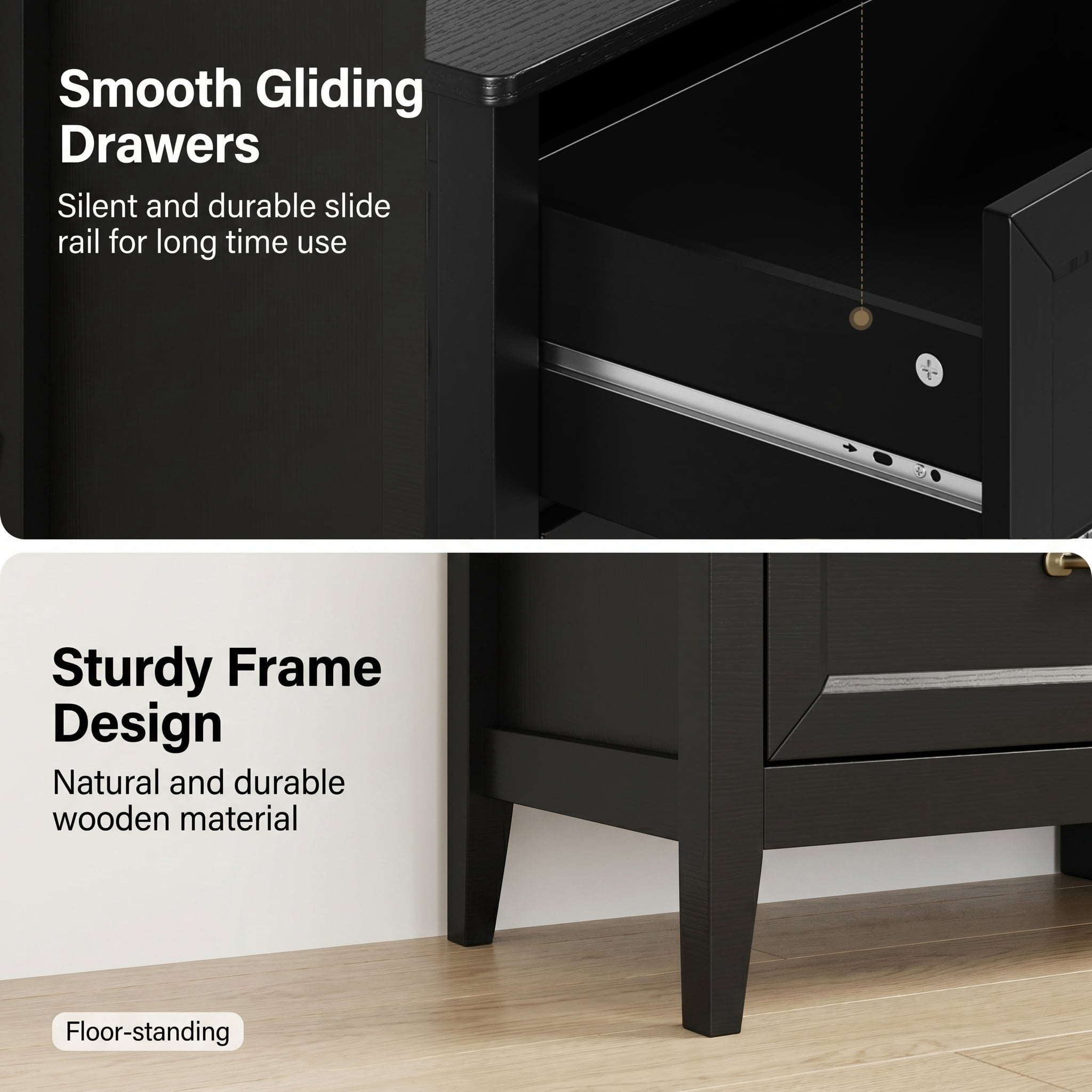 Lofka Black 6 Drawer Dresser with Metal Handle for Bedroom Living Room