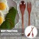 thumbnail image 5 of Tenedor de ensalada para fiestas, cuchara de madera y juego de dos piezas con mango largo, vajilla sólida portátil para adultos, cubiertos de viaje, 6 piezas, 5 of 6
