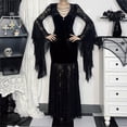 thumbnail image 2 of UDAUDU Womens Gothic Bat Sleeve Halloween Costume Lace Patchwork Velvet Goth Vintage Fancy-Dress Costumes Black, 2 of 7