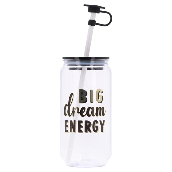 Big Dream Energy Plastic Tumbler with Topper, Black and Gold, Graduation by Way To Celebrate