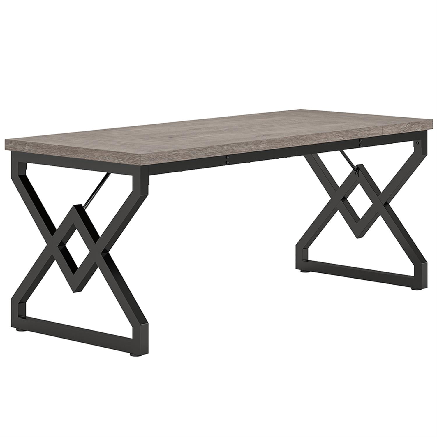 Demi Bonn 63" Modern Large Computer Desk, Executive Desk, Simple Study Work Desk for Home Office, Study, Living Room, Gray