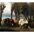 thumbnail image 2 of Carl Rudolf Huber 14x12 Gold Ornate Wood Frame and Double Matted Museum Art Print Titled - Festom of Cattle Under Header (1873), 2 of 4