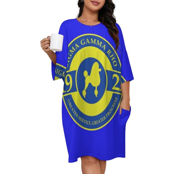 SIGMA GAMMA RHO Sleepshirts For Sleeping Travels Loose Sleepdress Pajama Dress Soft Nightdress Sleepwear