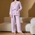 thumbnail image 2 of Riecok Pajama Sets for Women Plus Size PJ Set Fleece Long Sleeve Cardigan Fleece Pants Solid Cozy Soft Sleepwear, 2 of 6