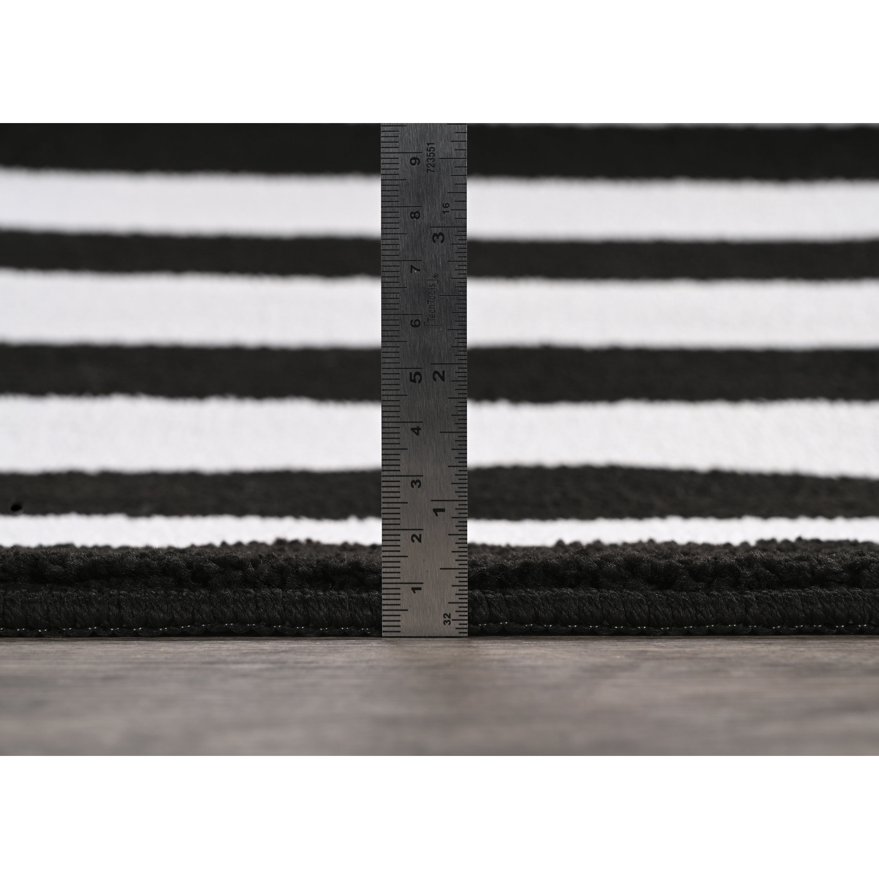 Garland Rug Beach Stripe Washable Black/White Bathroom Rug, 21" x 34"