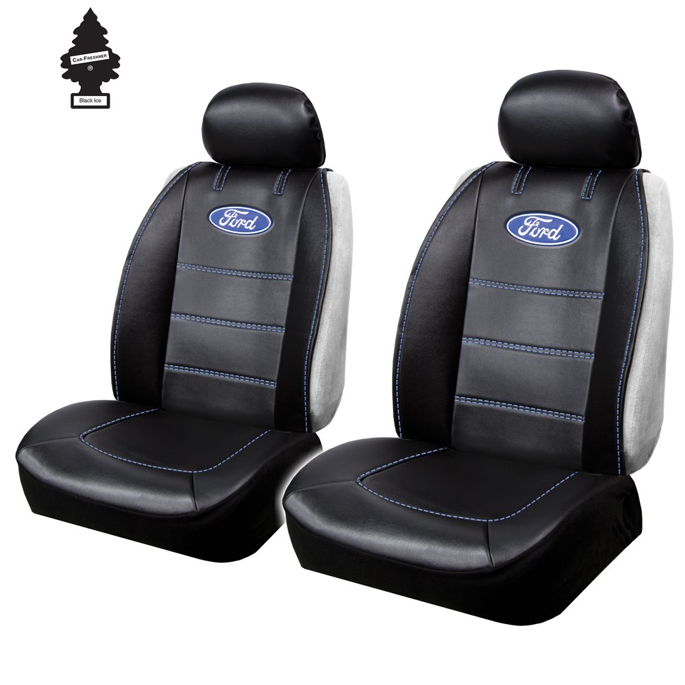 New Pair of Ford Logo Universal Sideless Seat Cover w/ Headrest Cover