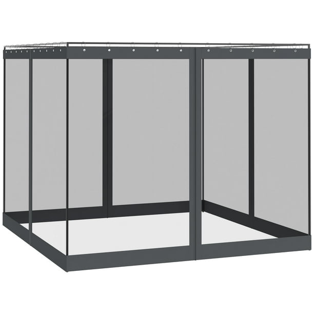 Outsunny Gazebo Mosquito Netting Replacement, 4Panel Canopy Screen Walls with Zipper for 10' x