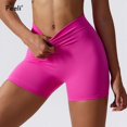 thumbnail image 2 of Pantalones cortos de Yoga con escote en V en la espalda para mujer, pantalones cortos deportivos de cintura alta para entrenamiento, mallas deportivas para correr y ciclismo, ropa deportiva para mujer, 2 of 5