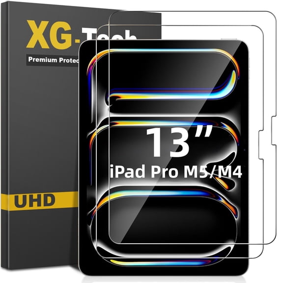 Apple iPad Pro 13'' Screen Protector (M5 2025 M4 2024 7th/8th Generation), 2-Pack Tempered Glasses Protector Shatterproof, Bubble Free, HD Clarity