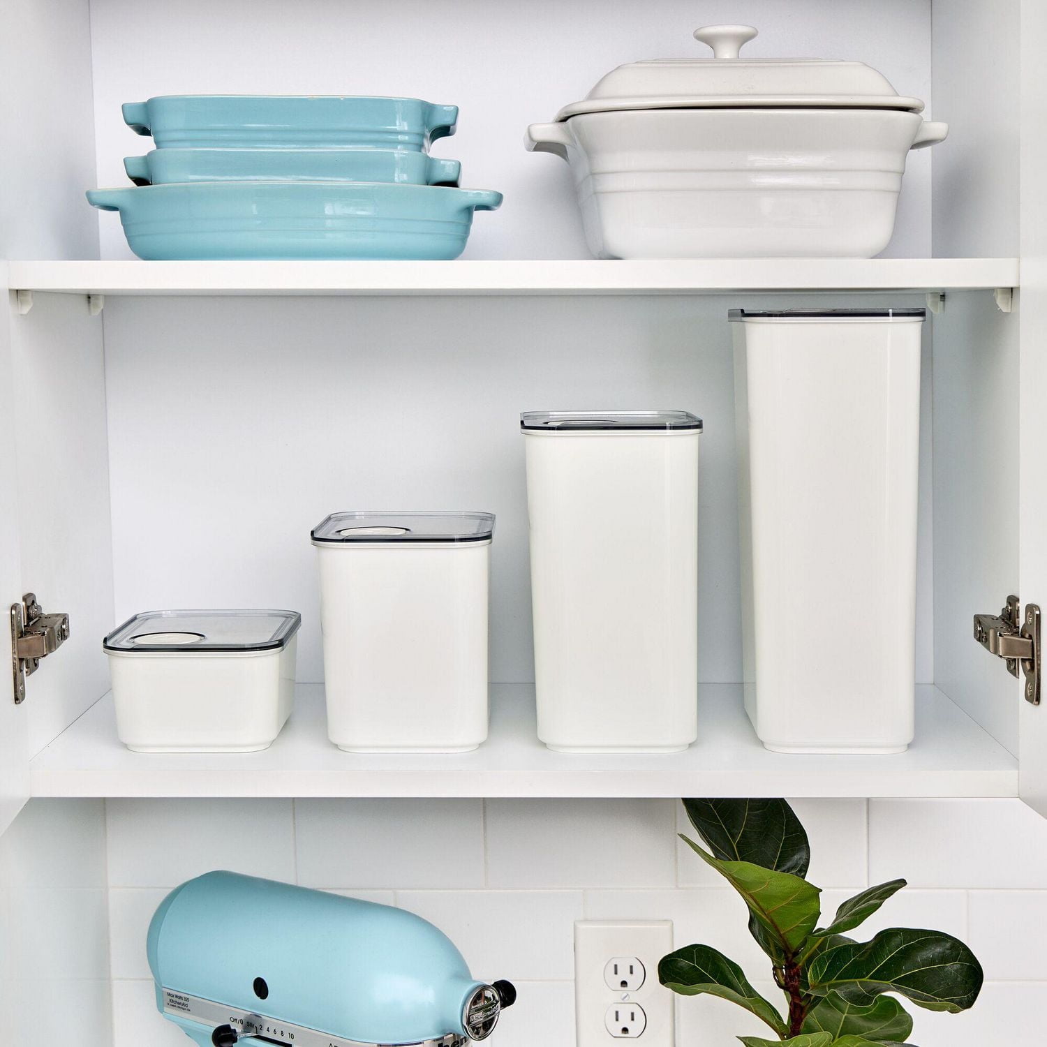 iDesign Recycled Plastic Medium Dry Goods Kitchen Canister with Airtight Lid – 1900mL, White