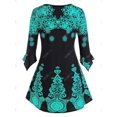 thumbnail image 2 of Más el tamaño de copo de nieve Imprimir abotonado volante Manguito Top Rosegal Blusas Tallas Grandes, 2 of 5