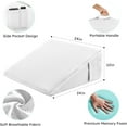 thumbnail image 5 of Bedluxe Wedge Pillow, 10 inch Bed Wedge Pillow for Headboard, Pillow Wedge for Acid Reflux Relief, Sleeping, After Surgery, Snoring, Gerd, Triangle Pillow Wedge - Cooling Memory Foam Top, White, 5 of 15