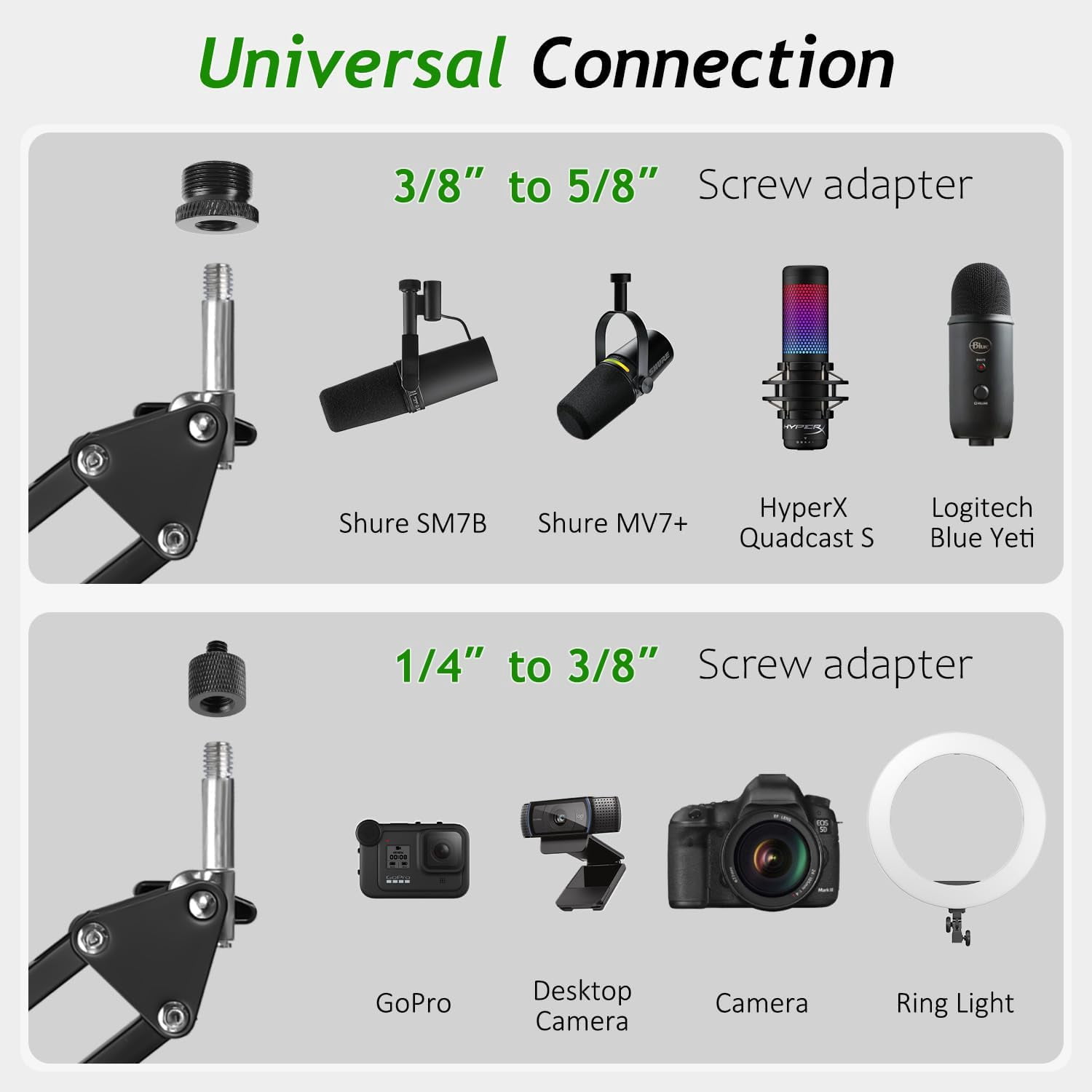 Mic  Arm with 31.5in High Extension Riser, Adjustable Overhead Microphone Stand for  SM7B Blue   QuadCast S and Other Mics