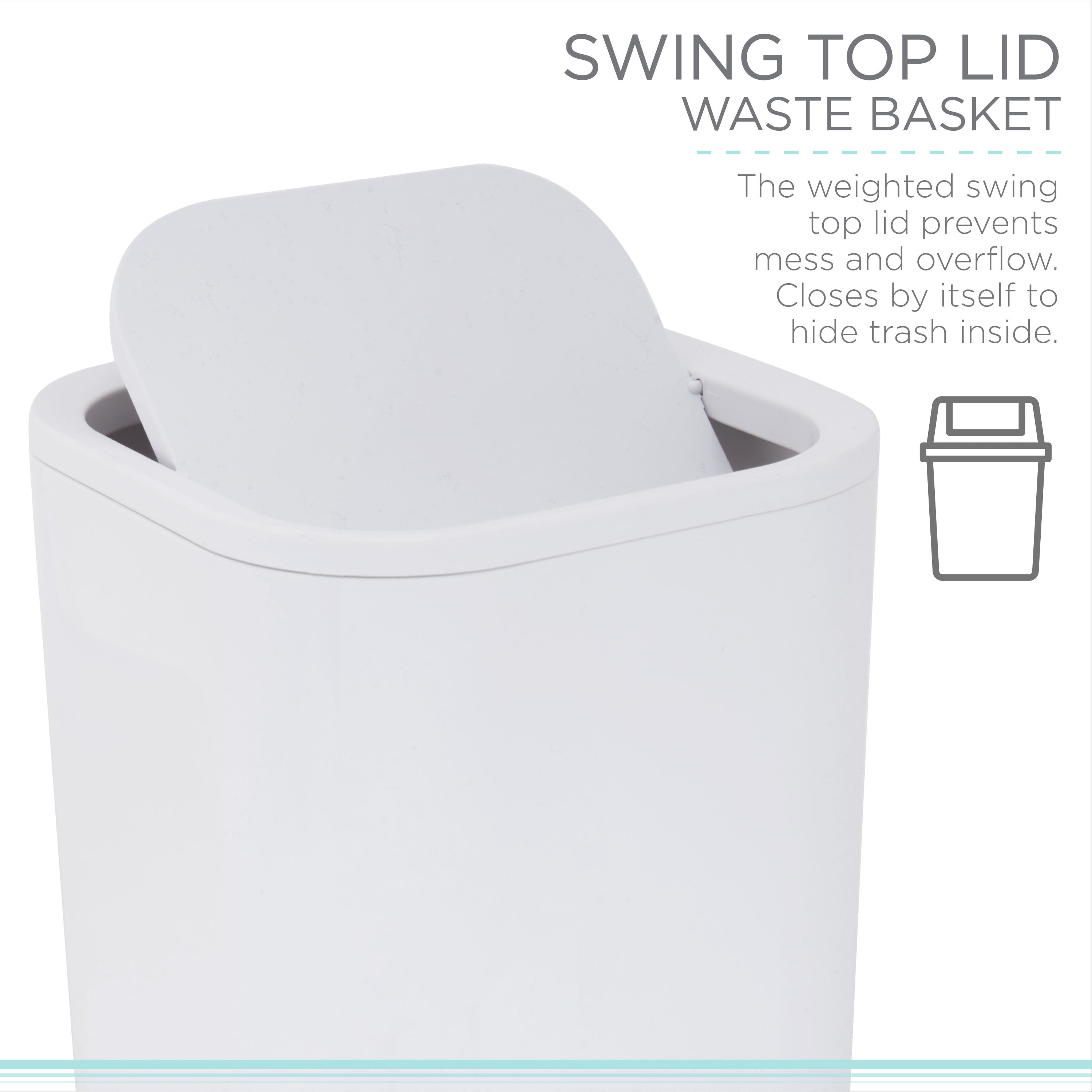 Bath Bliss 2.1 gal Acrylic Bathroom Trash Can, White