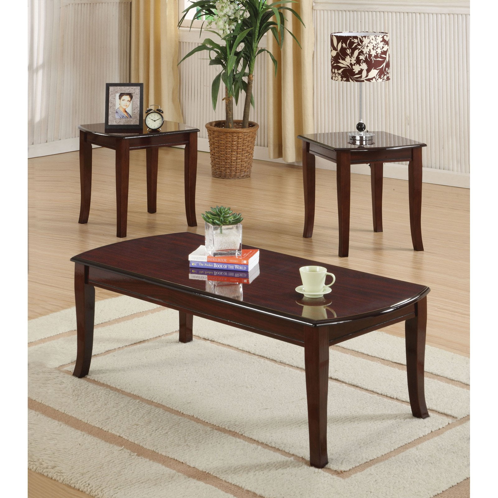 ACME Camarillo 3Piece Pack Coffee/End Table Set, Cherry