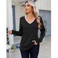 thumbnail image 3 of Zeagoo Womens Sweaters Fall Casual Long Sleeve V Neck Shirts Lightweight Crochet Ribbed Knit Pullover Tops, 3 of 6