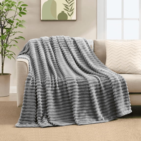 AUQ Throw Size Blanket for Couch,Sofa,Bed,Striped Gray Throw Blanket for Office Picnic Travel Bedroom,Super Soft Warm Cozy Lightweight Home Decor for All-Season,50x60in