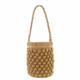 thumbnail image 1 of Summer Bucket Shoulder Bag Women Drawstring Woven Handbag (Light Brown), 1 of 8