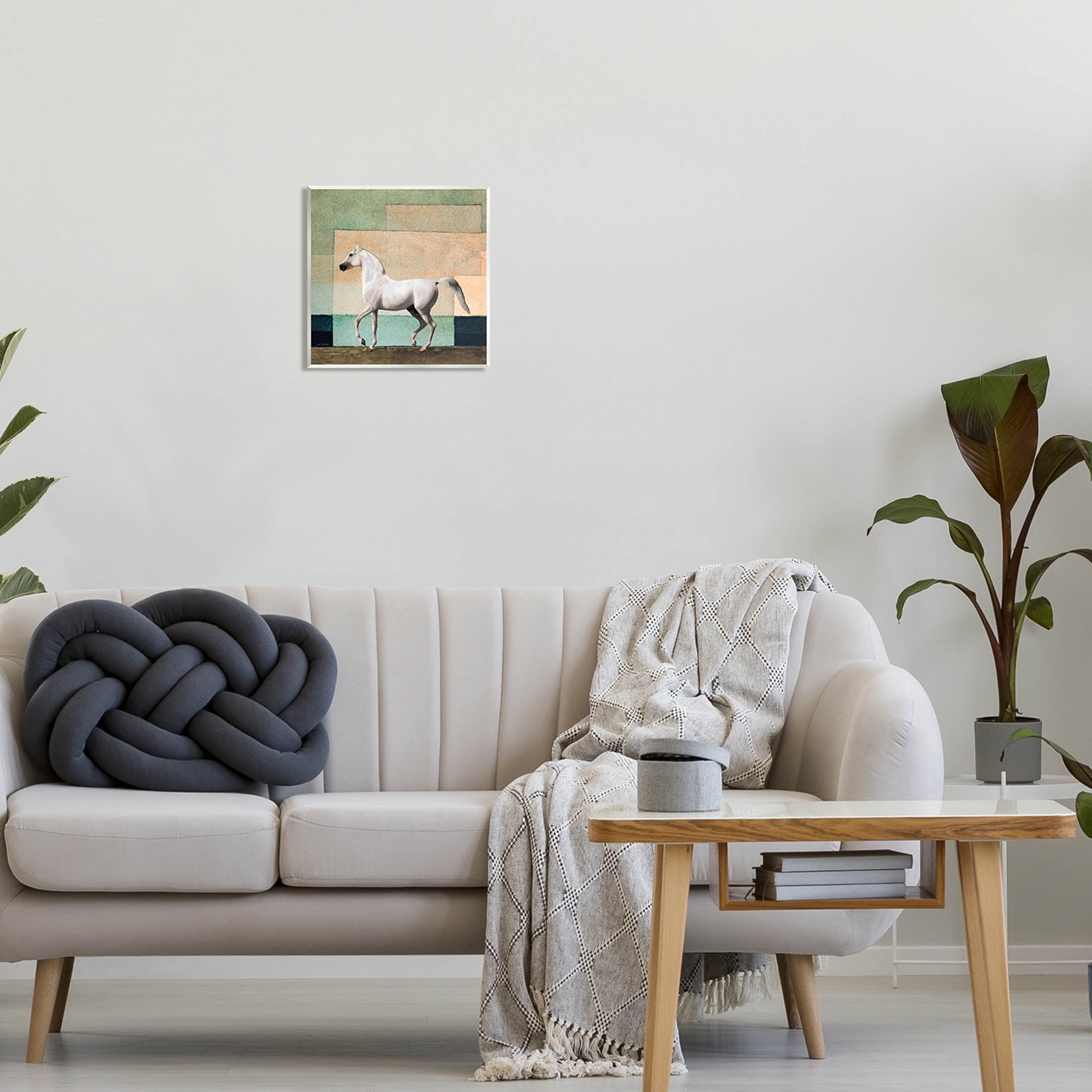 White Stallion Geometric Composition Animals & Insects Graphic Art Unframed Art Print Wall Art