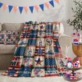 thumbnail image 3 of Patriotic Gnome Blanket USA Flag Throw Blankets Retro Plaid Soft Flannel Fleece Comfort Blanket, Check American Theme 4th of July Cozy Warm Bed Cover for Sofa Couch Chair 40x60In, 3 of 6