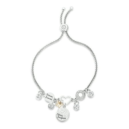- Lesa Michele Women's White Crystal Heart and Butterfly Charm