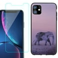 thumbnail image 1 of For Apple iPhone 11 Phone Case , Slim-Fit TPU Protective Case (Black), with Tempered Glass Screen Protector, by OneToughShield ® - Twilight Elephant, 1 of 3