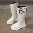 thumbnail image 5 of Wide Calf Winter Boots for Girls Cute Bowknot Zipper Knee High Boots Chunky Lug Sole Long Snow Booties, 5 of 8