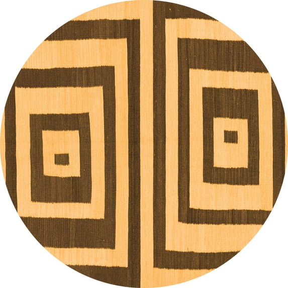 Ahgly Company Indoor Round Oriental Orange Modern Area Rugs, 6' Round