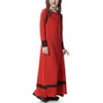 thumbnail image 5 of Huvoen Kids Girls Muslim Islamic Long Dress Long Sleeves Round Neck Colorblock Dress Soft Full Length Robe Burka Arab Maxi Dresses Red 16-17 Years, 5 of 6
